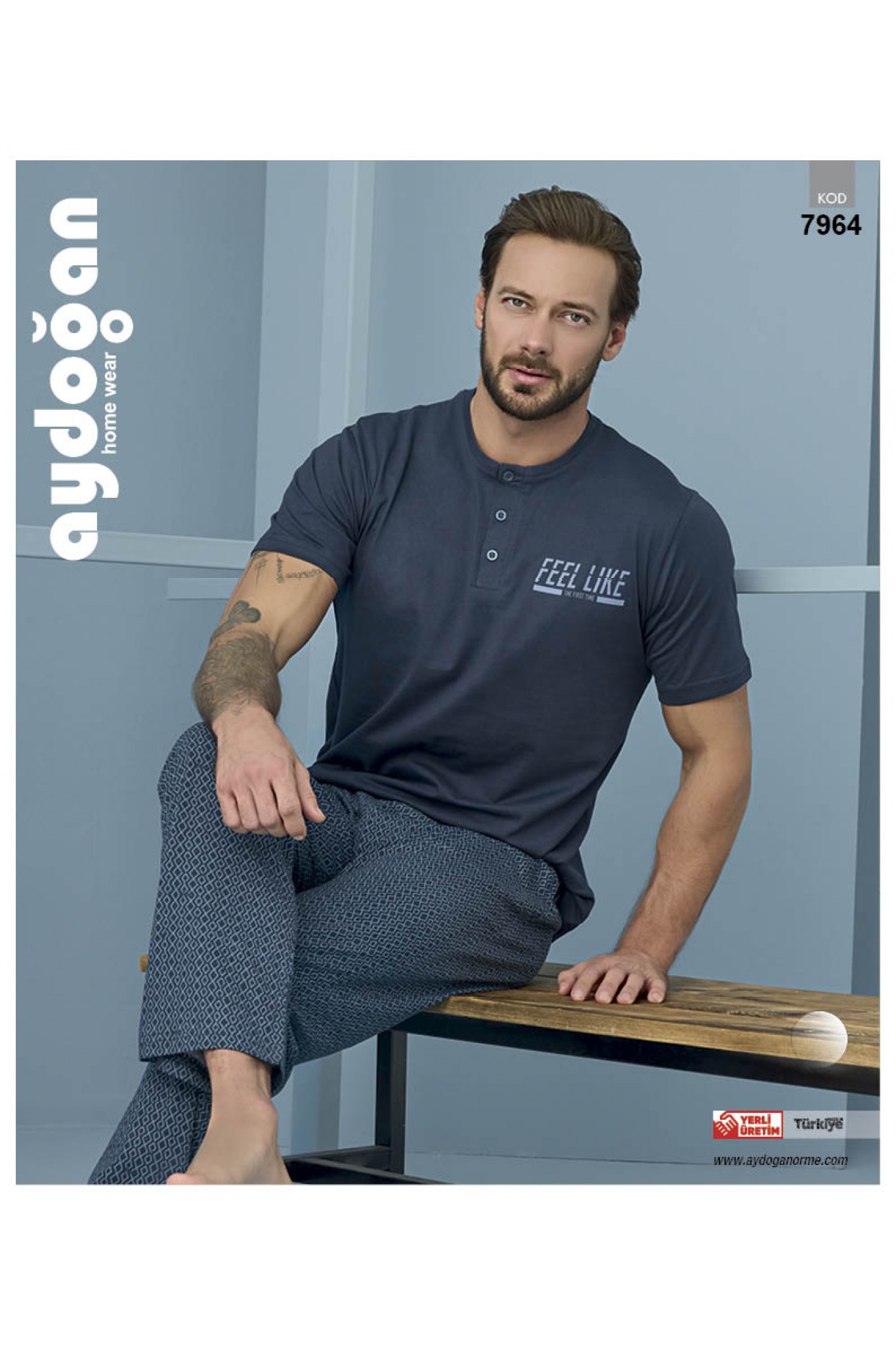 Aydoğan 7964 Erkek Penye Kısa Kol Pijama Takım