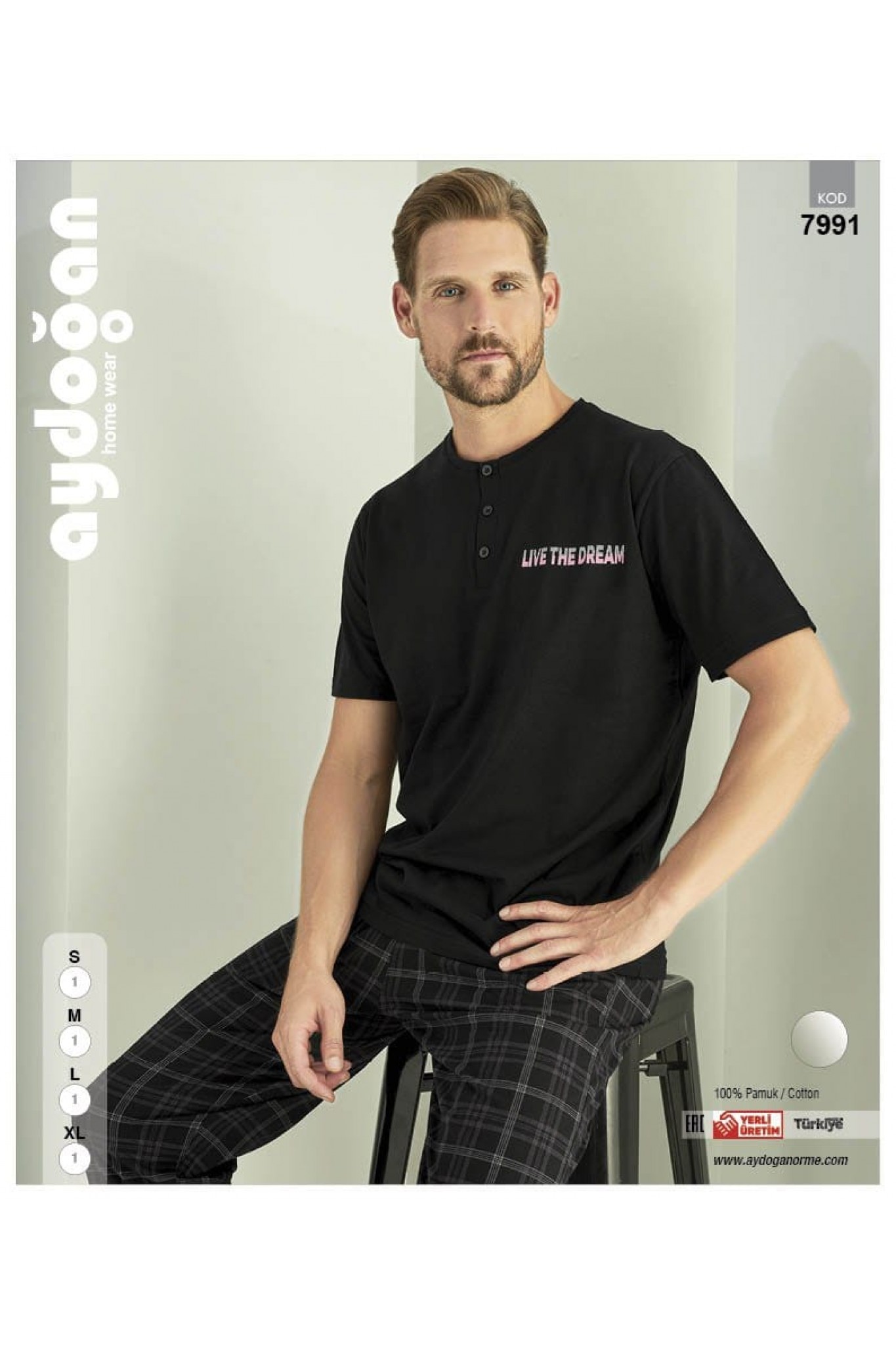 Aydoğan 7991 Erkek Kısa Kol Pijama Takım