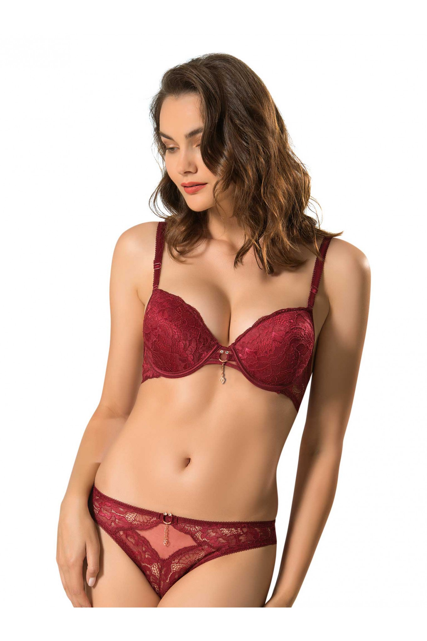 Le Jardin 5040 Cybele Bra Silikonlu Taşlı Sütyen Takım