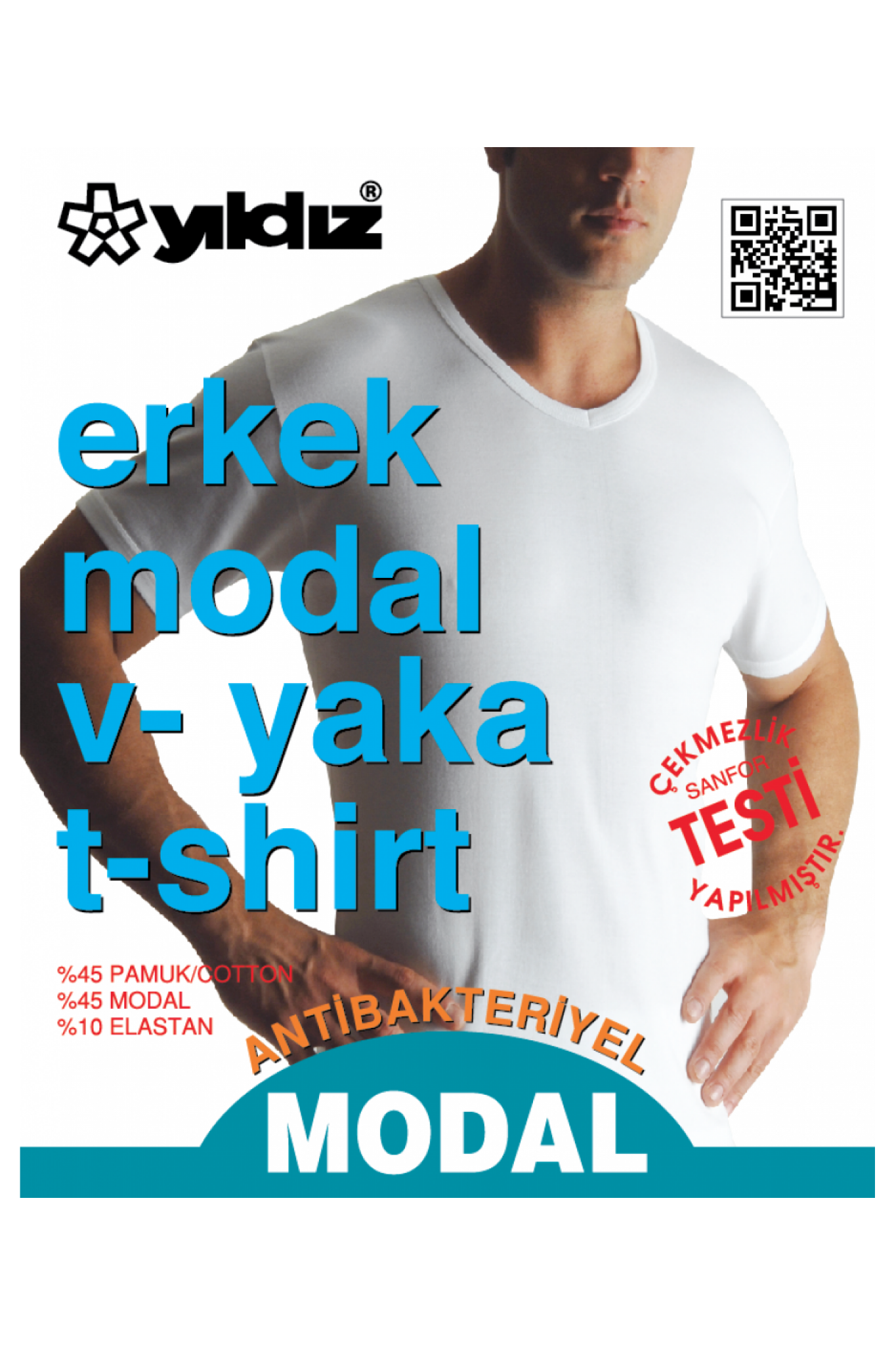 Yıldız 150 Modal V Yaka Beyaz Tshirt