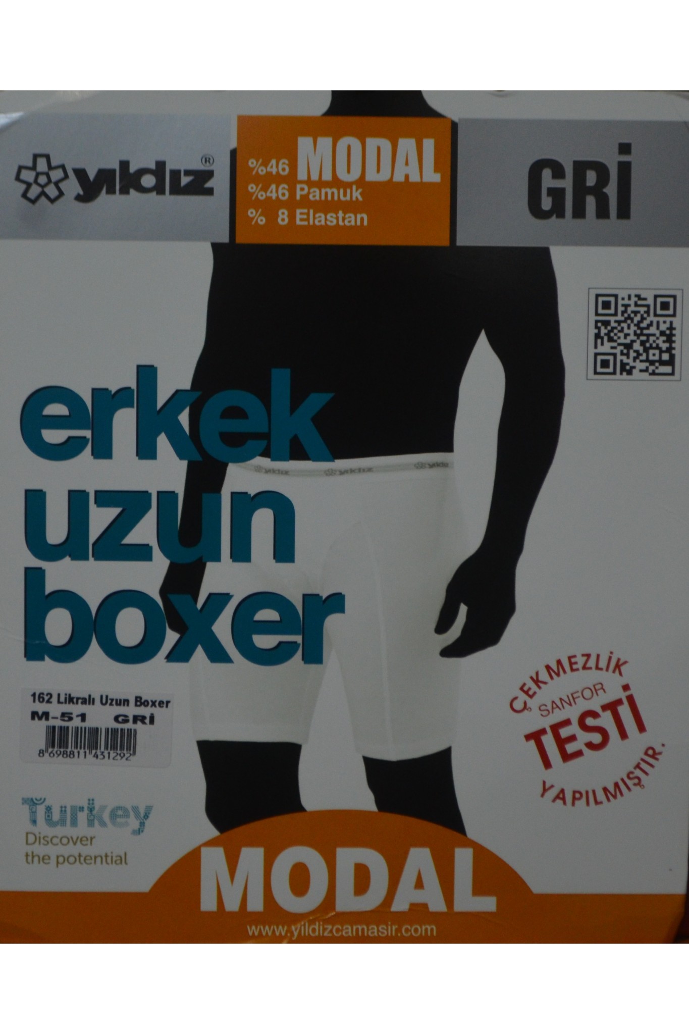 Yıldız 162 Modal Uzun Gri Boxer