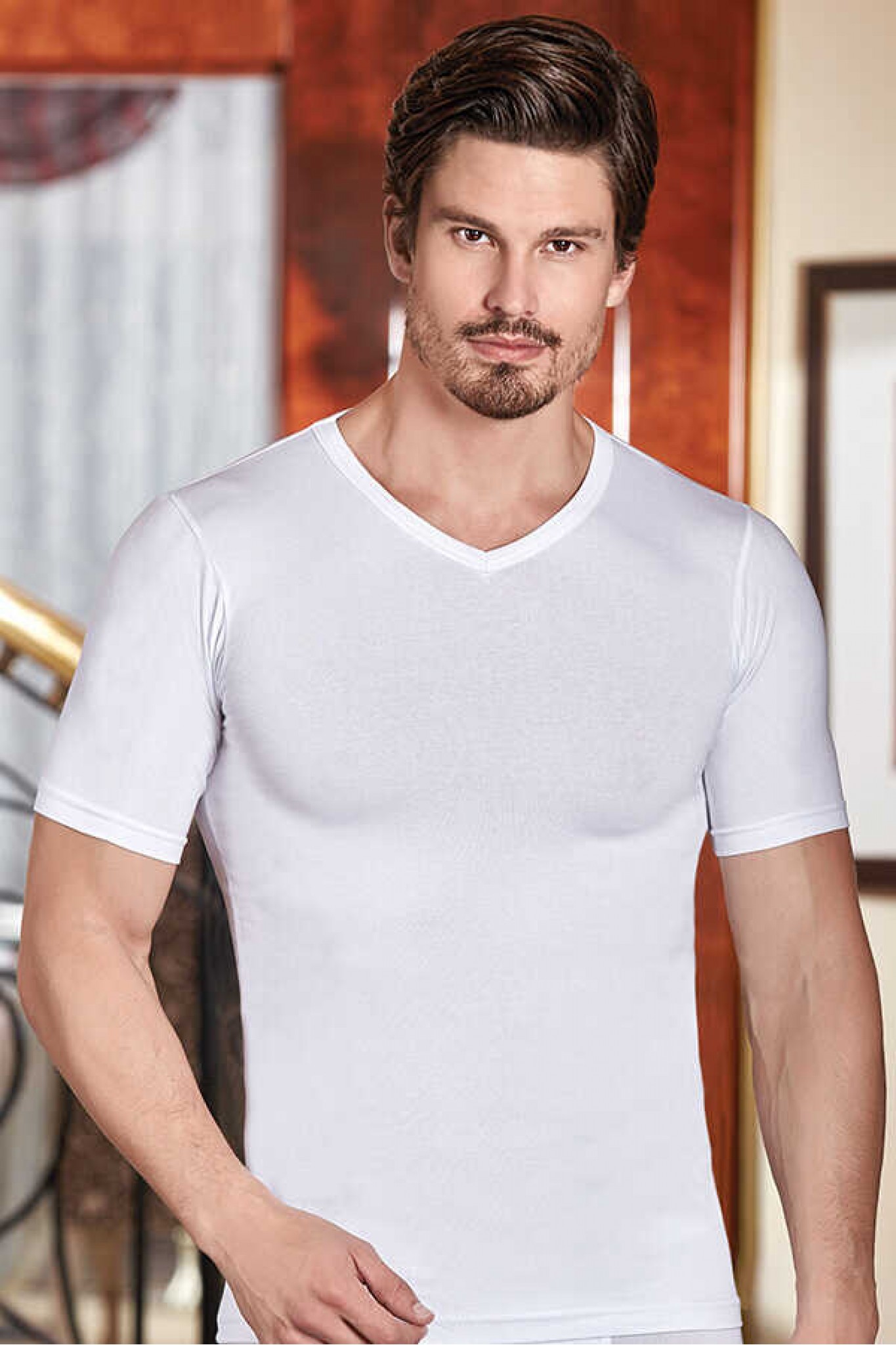 Berrak 1027 Erkek Likralı Süprem Kısa Kol V Yaka