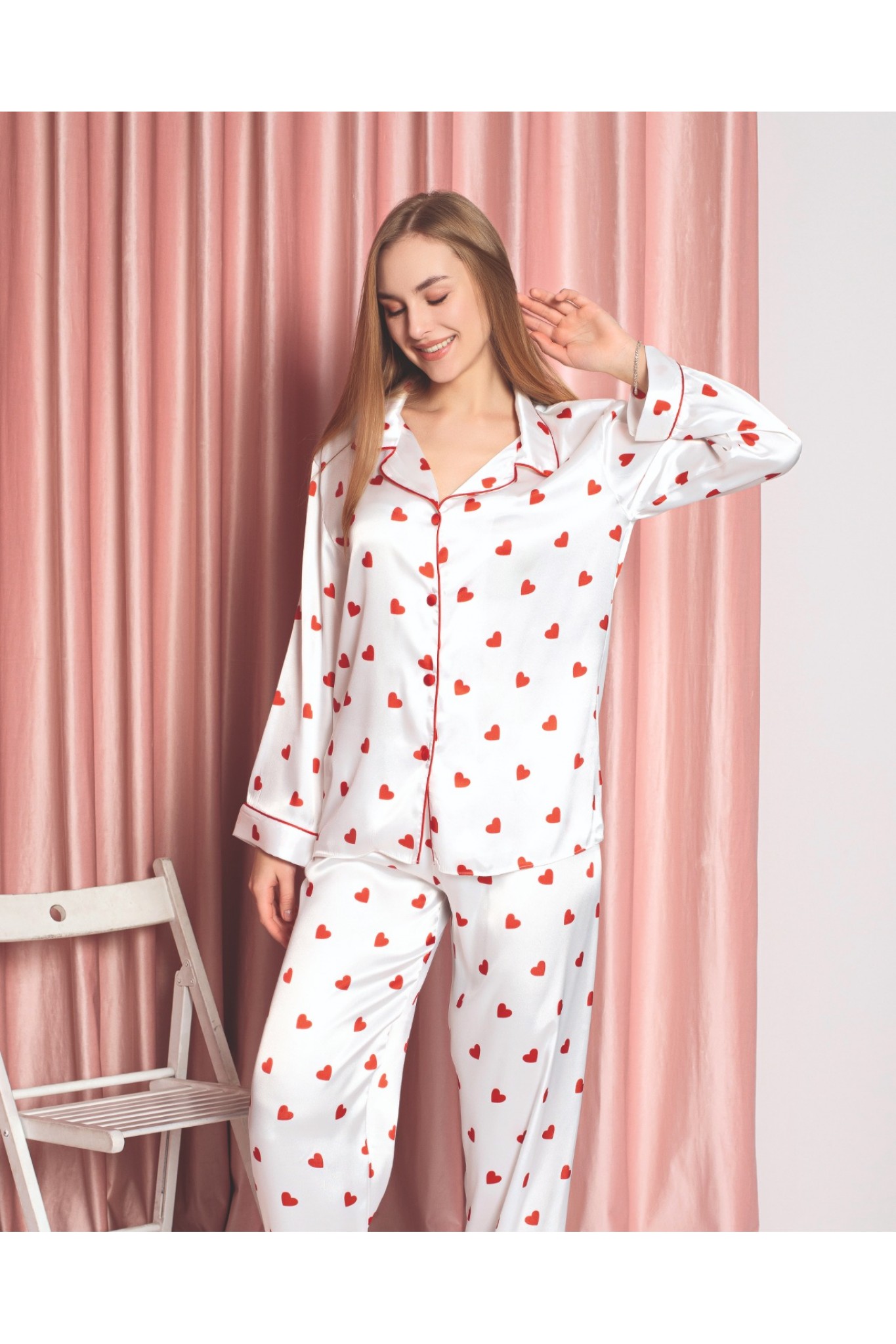 Nbb 3005 Saten Pijama Takım NO:L RENK:EKRU