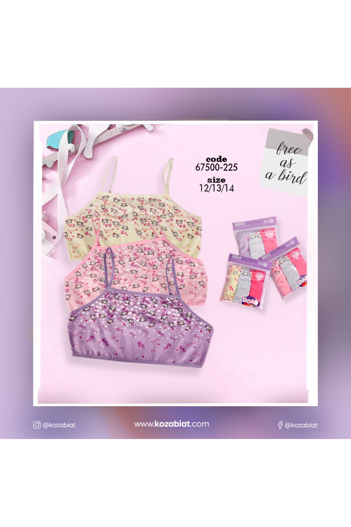 Kozabiat Domi Kıds Kız Garson 3'lü Büstiyer