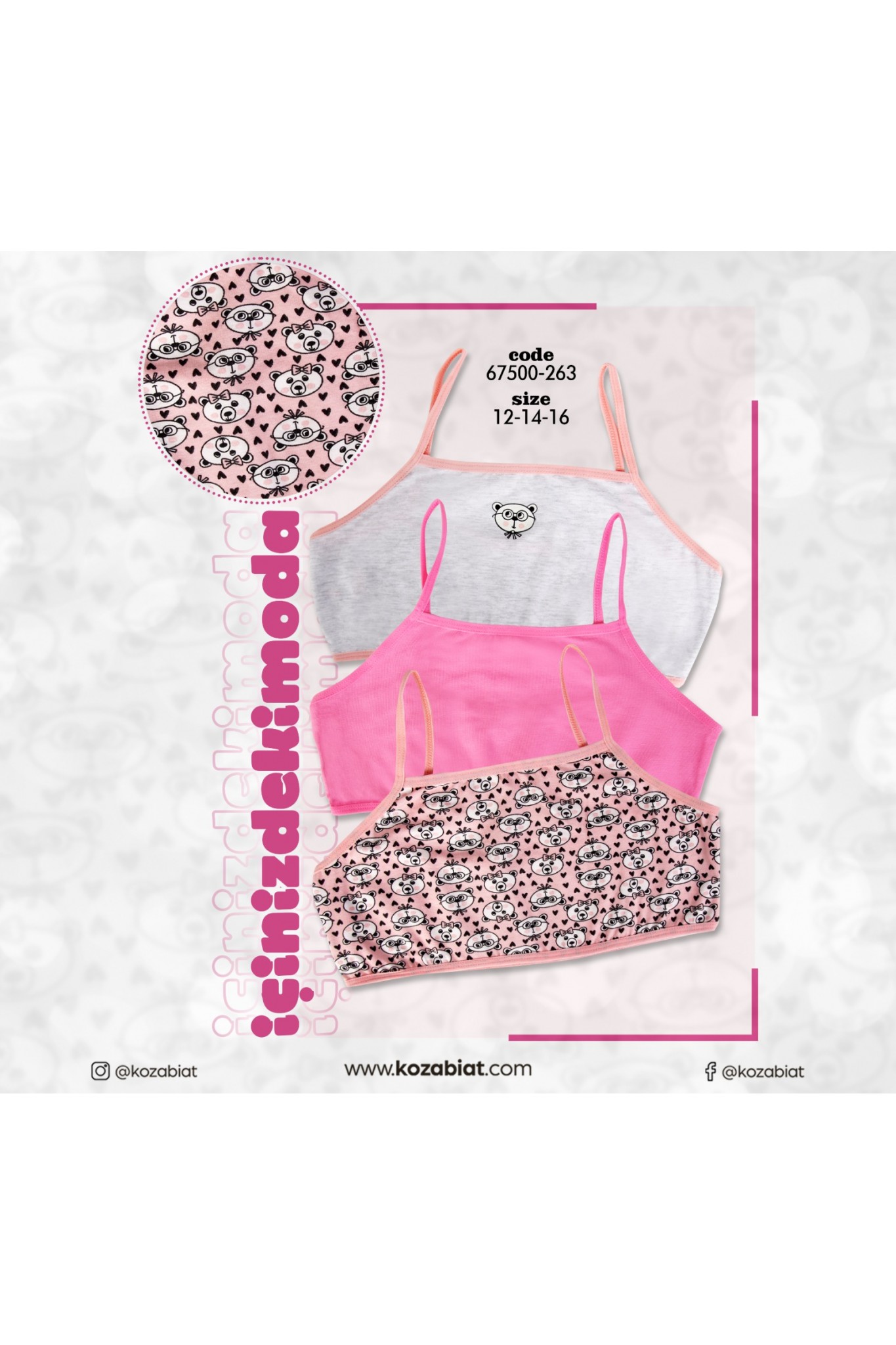 KOZABİAT DOMİ KIDS KIZ GARSON 3LÜ BÜSTİYER