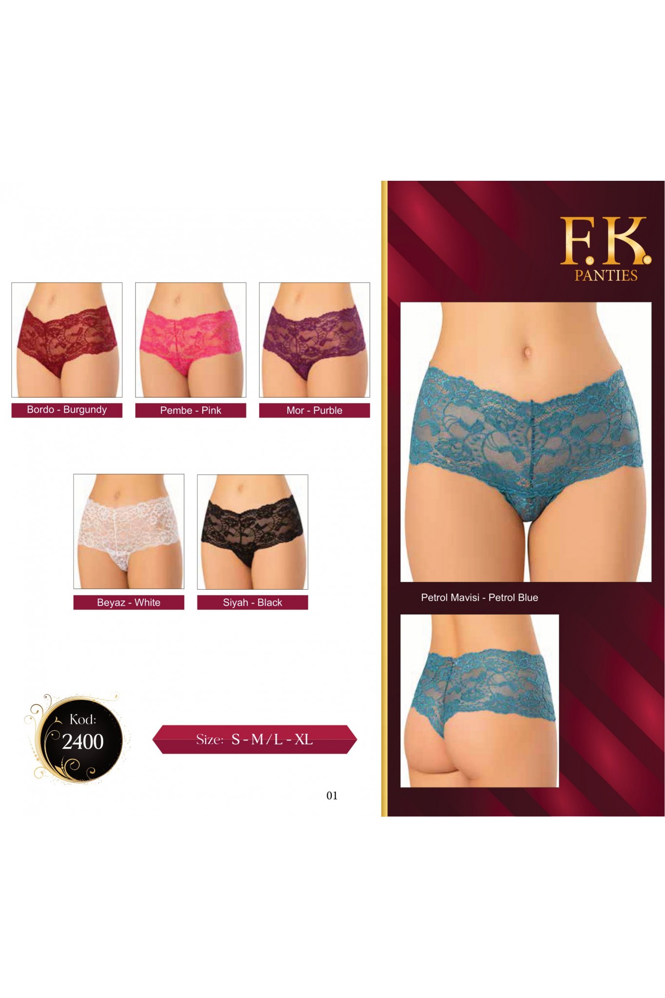 Fk 2400 Kadın Dantel Külot 12'li