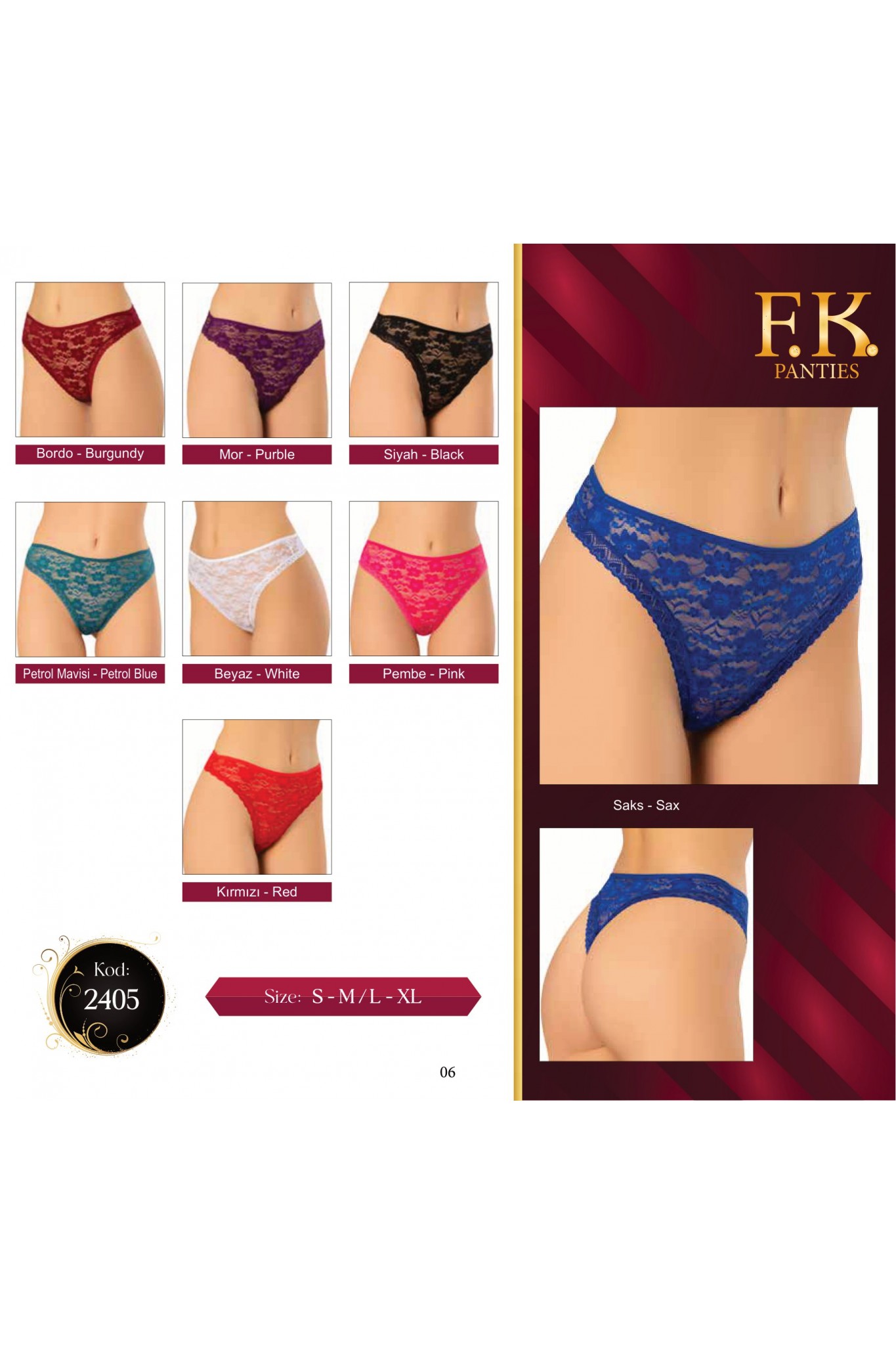 Fk 2405 Kadın Dantel Yuksek Bel Tanga 12'li
