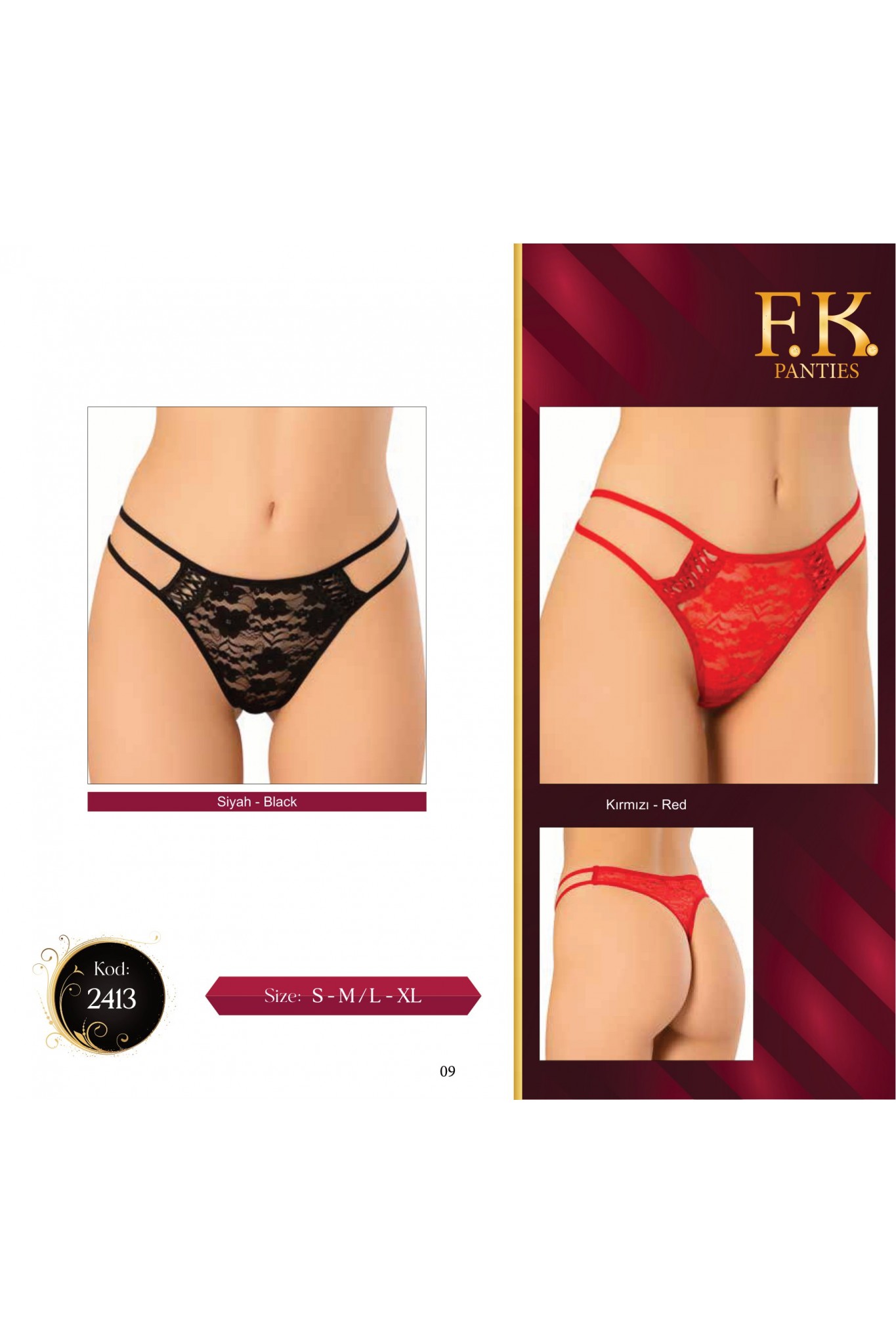 Fk 2413 Kadın Dantel Tanga 12'li