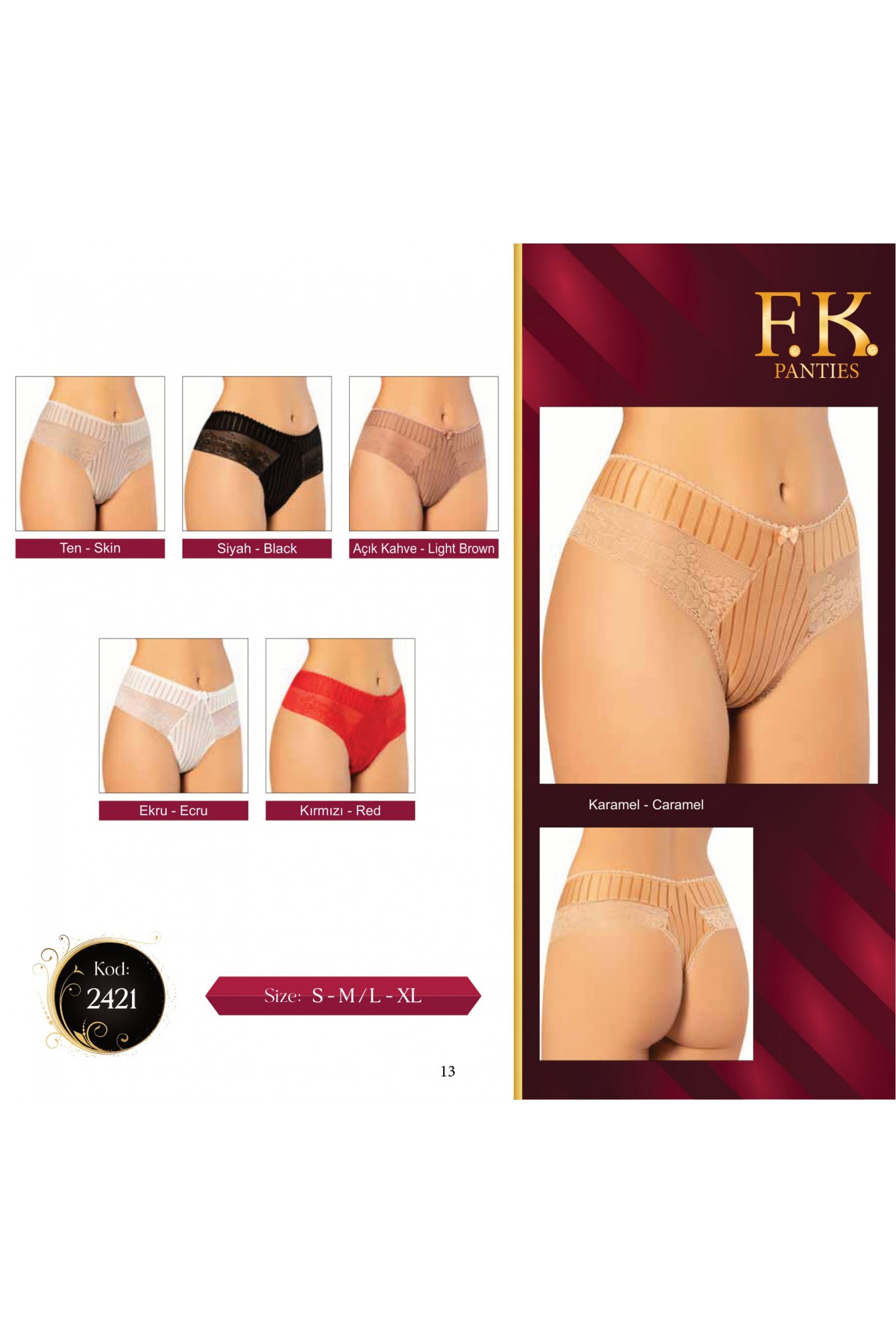 Fk 2421 Kadın Dantel Tanga 12'li