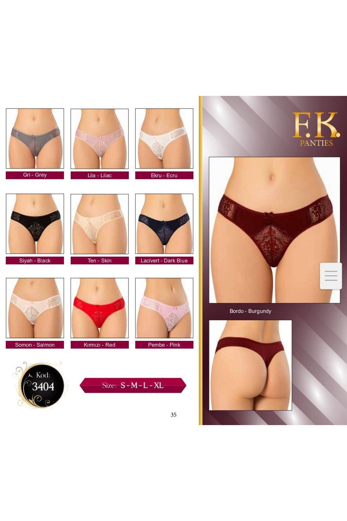 Fk 3404 Kadın Tanga 12'li