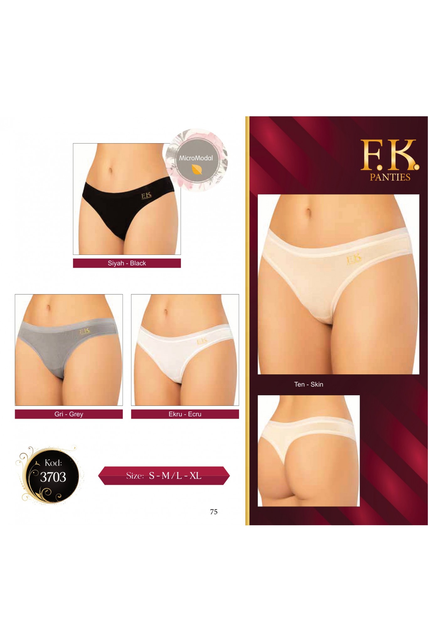 Fk 3703 Kadın Modal Tanga 12'li