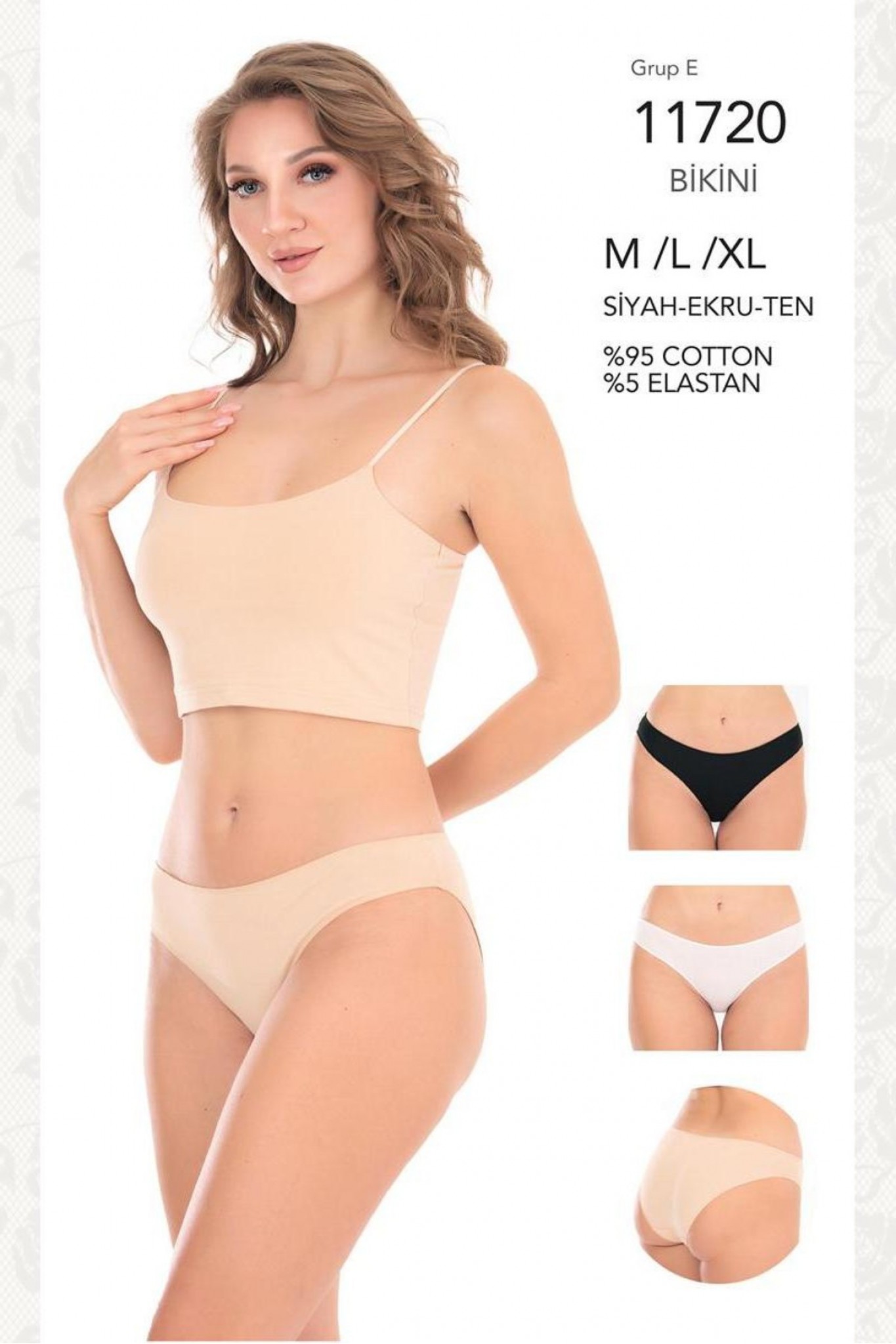 Berrak 11720 Ekru Kadın Bıkını 12'li